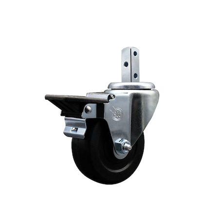 Service Caster 3.5'' Hard Rubber Wheel Swivel 7/8'' Square Stem Caster with Brake SCC-SQ20S3514-HRS-PLB-78